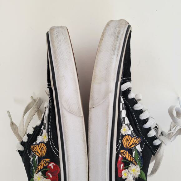 Vans Old Skool Checker Floral Black Cherry Butterfly Embroidery Women 5.5 - Picture 6 of 10